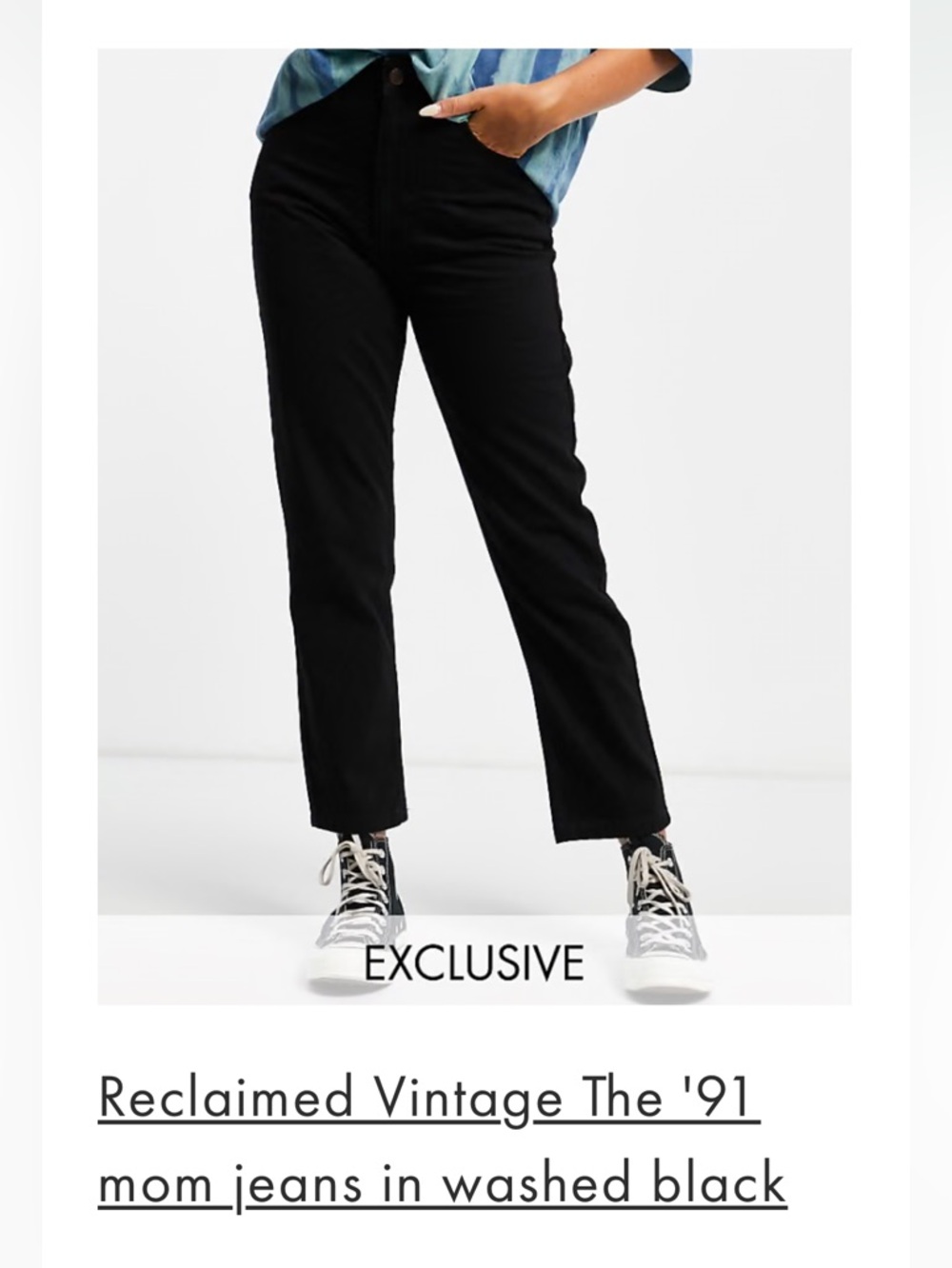 Women’s Reclaimed Vintage Mom Jeans in Black Size 30